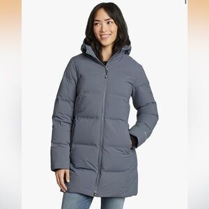 Eddie Bauer Blue Glacier Peak Seamless Down Long Puffer Parka Coat Small